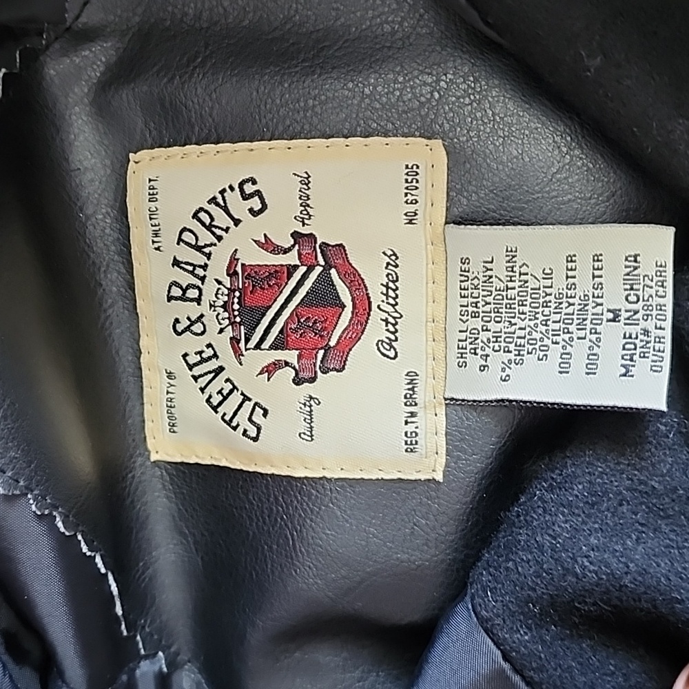 VNTG Steve & Barrys Ohio State Buckeye Faux Leather Wool Bomber Varsity Jacket M - Picture 8 of 15